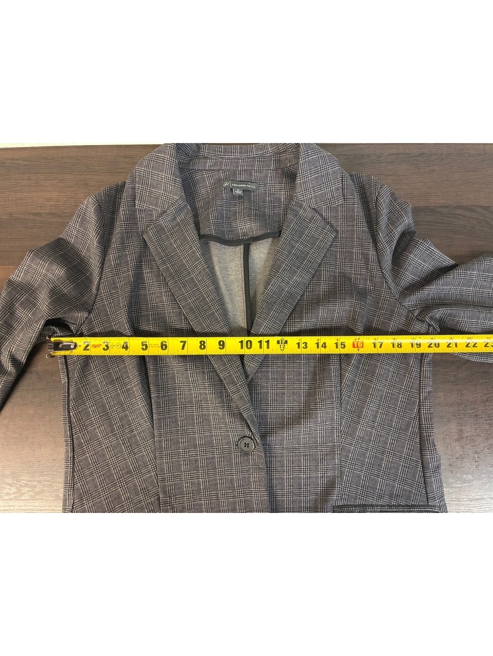 Adrianna Papell Women’s Medium Plaid Longline Blazer M Gray Office Siren - Picture 10 of 14